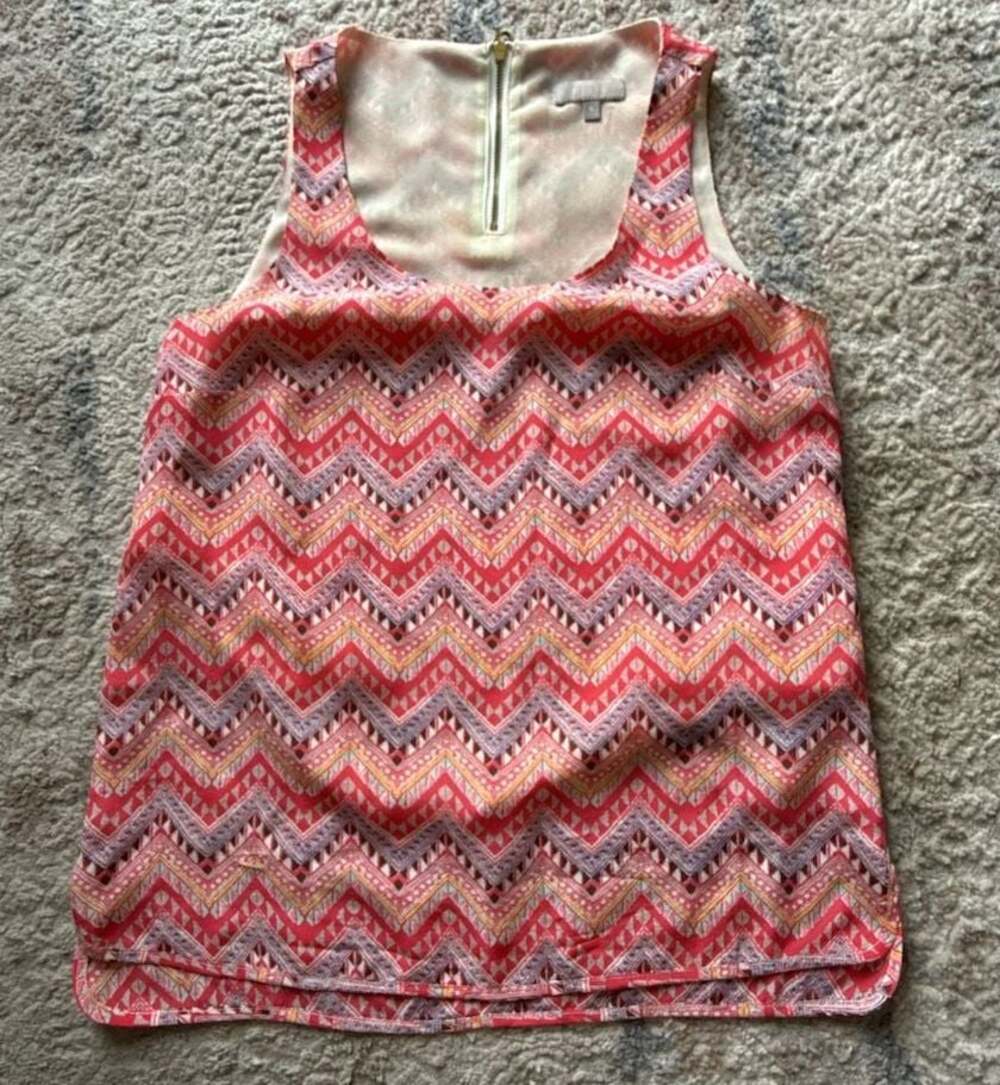 Ellie Kai 100% Silk Chevron Print Sleeveless Tank Top Size 0